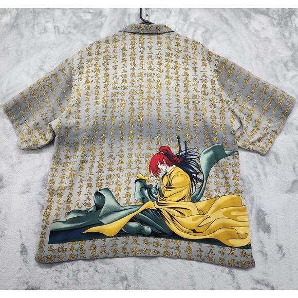 Vintage J/E/T Strtwr Shirt Mens XXL Japanese Anime Samurai Fighter Button Down - Picture 3 of 12